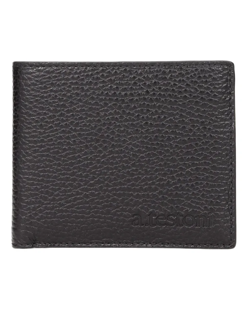 A.Testoni Testoni schwarze Lederbörse Schwarz