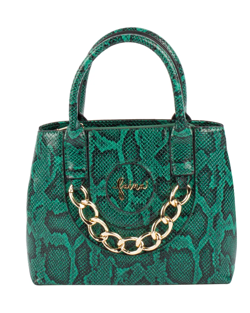FAINA Henkeltasche Damen Grün Schwarz Grün
