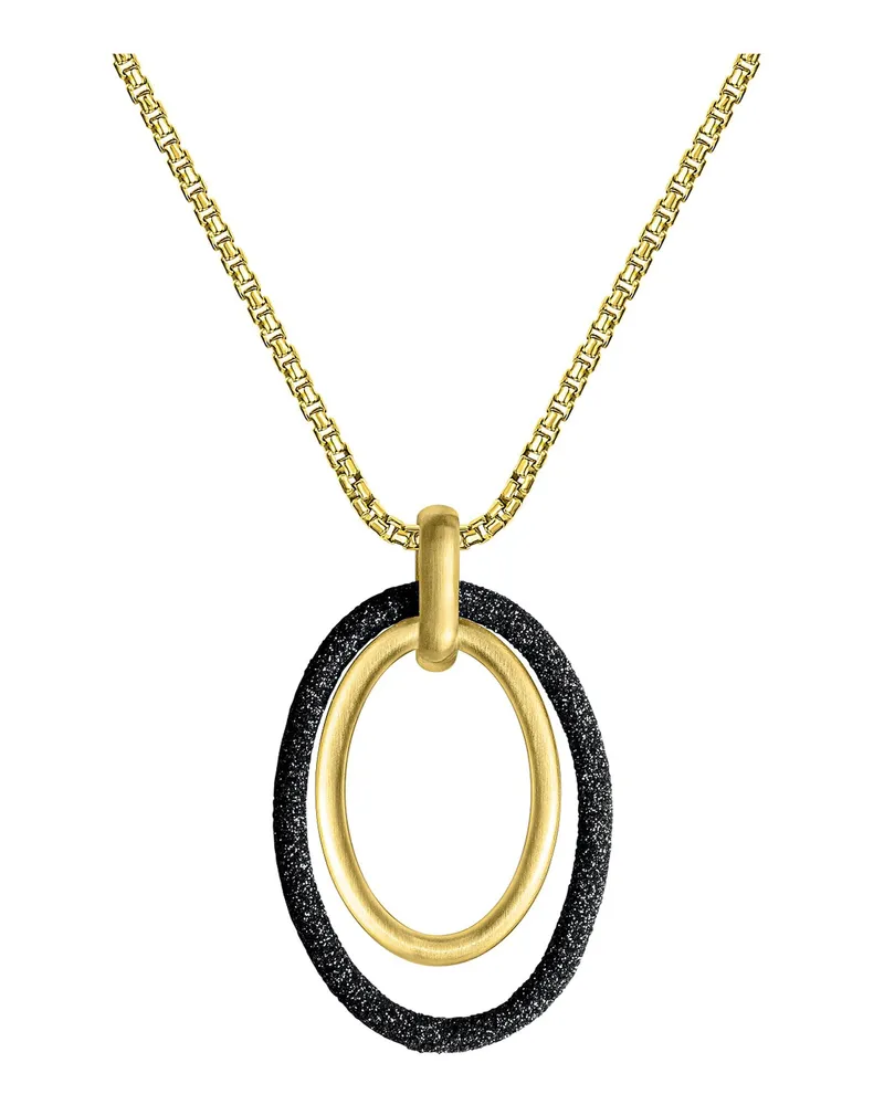 ZEEme Stainless Steel Halskette Edelstahl gelb plattiert mit Stardust grau Gold