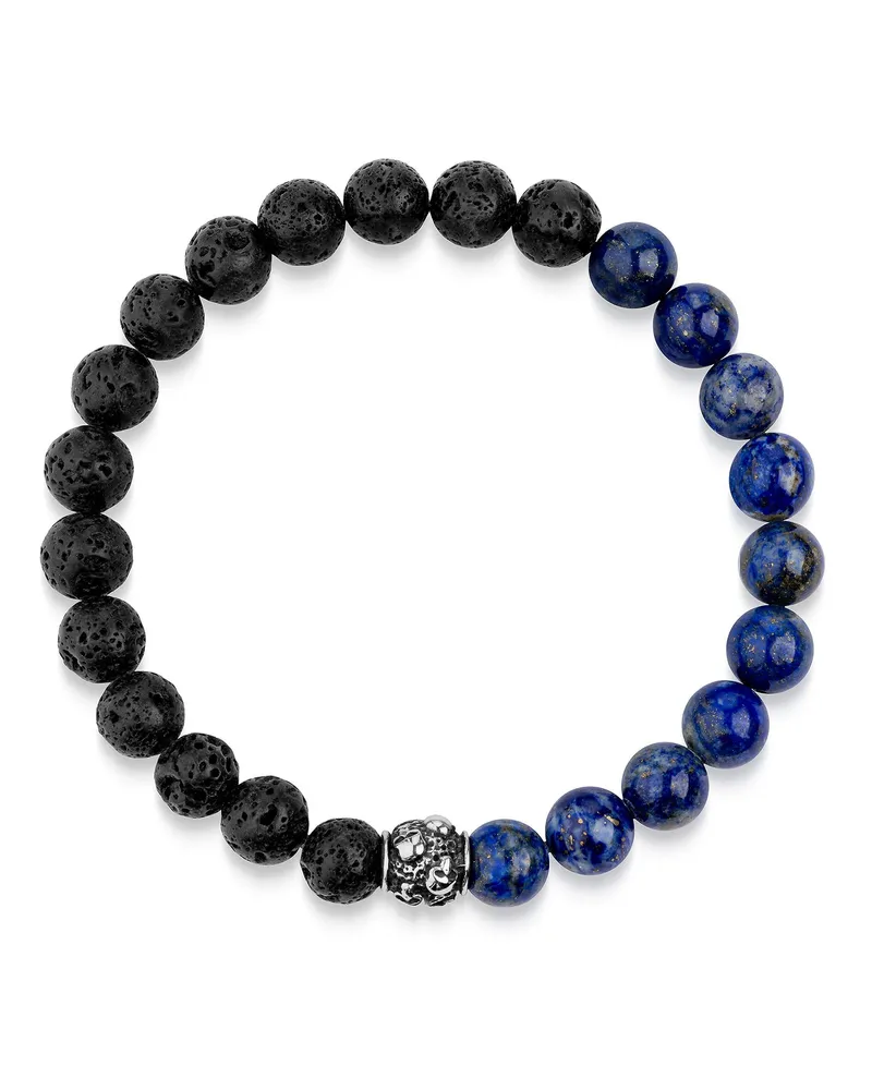 ZEEme Stainless Steel Armband Edelstahl Lavakugeln und Lapis Mehrfarbig