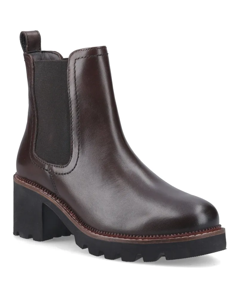 Hush Puppies Gaia Damen Chelsea-Stiefelette aus Leder mit Absatz - Schokoladenbraun Schokoladenbraun