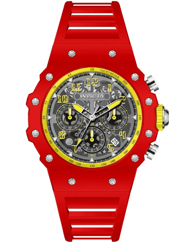 Invicta Racing 69659 Herrenuhr - Quarzwerk - Acryl mit silbernem Zifferblatt - 43 mm Rot