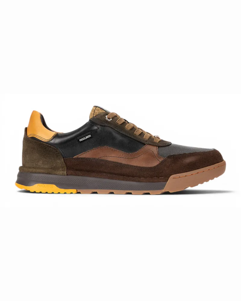Pikolinos Herren Schwarze Leder-Sneaker-Schnürschuhe – Teide Schwarz