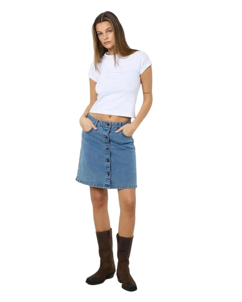 Noisy may Minirock für Damen, A-Linie, Denim (Hellblau Blau