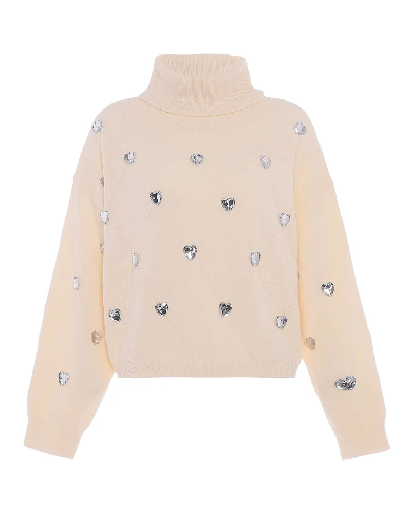 FAINA Pullover Damen Wollweiß Wollweiß