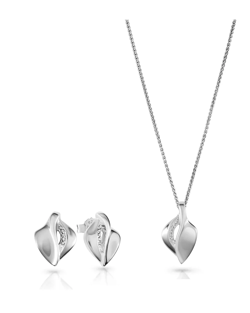 Orphelia Anet' Damen 925 Sterling Silber Set: Kettenanhänger + Ohrringe - Silber SET-7520 Silber