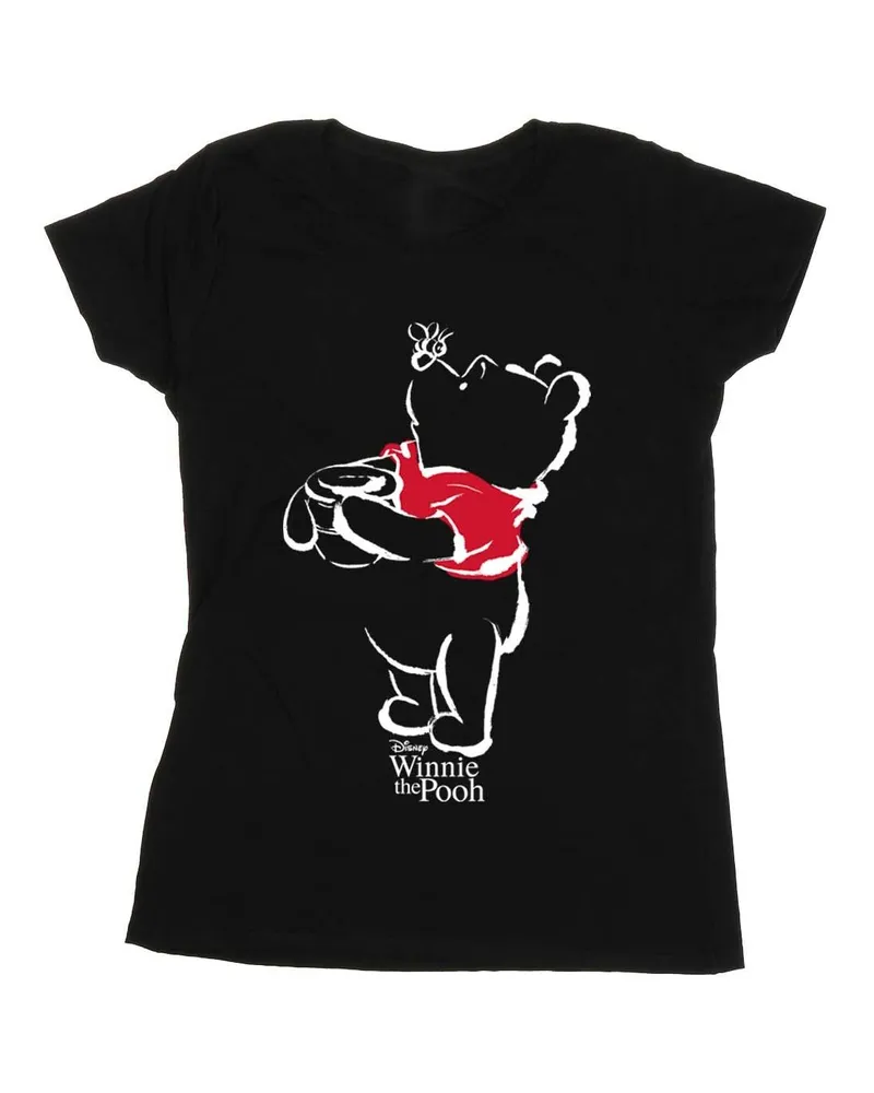 Disney Winnie The Pooh Drawing" T-Shirt für Damen (Schwarz Schwarz
