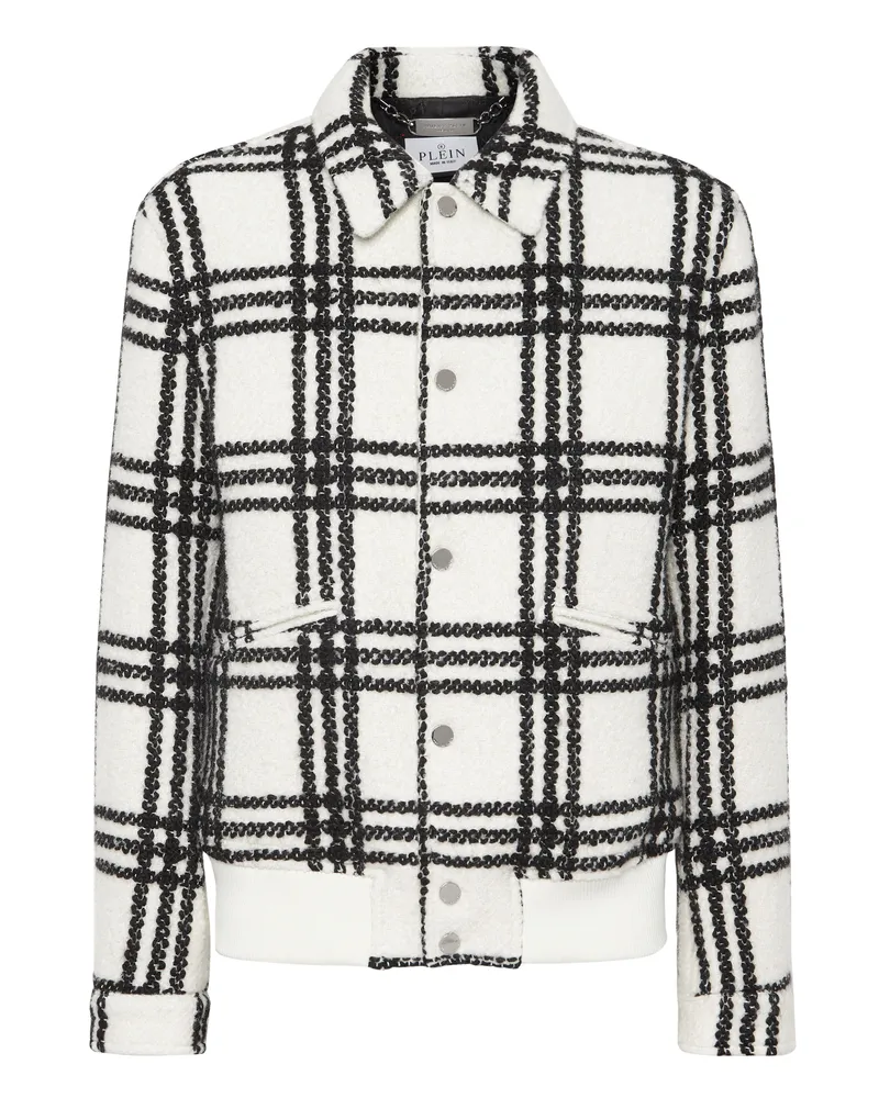 Philipp Plein Bomberjacke Gothic Plein Weiß