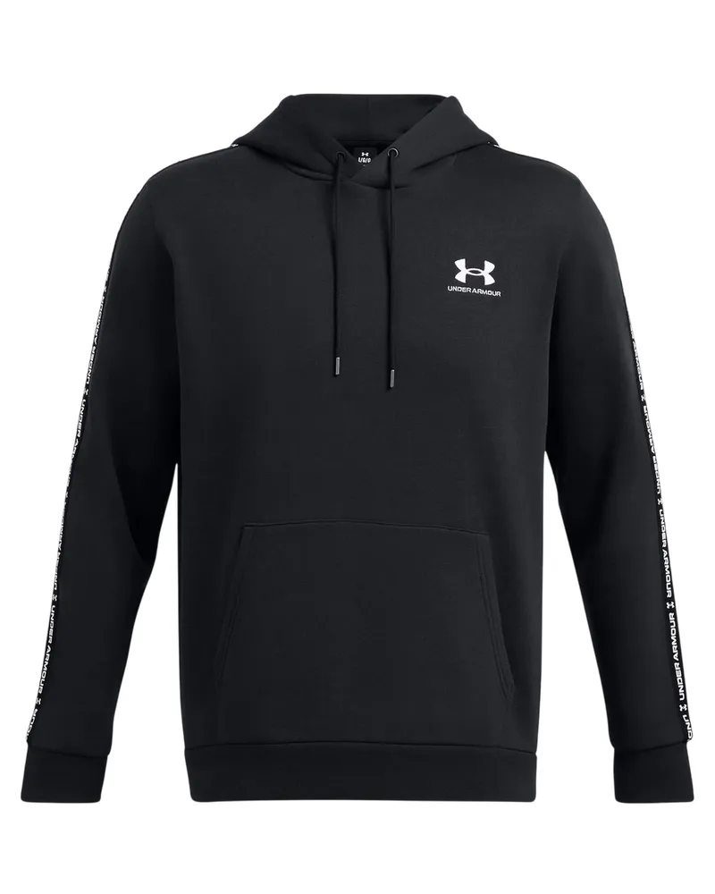 Under Armour Icon" Kapuzenpullover für Herren, Baumwollmischung, Ärmel mit Streifen (Schwarz Schwarz