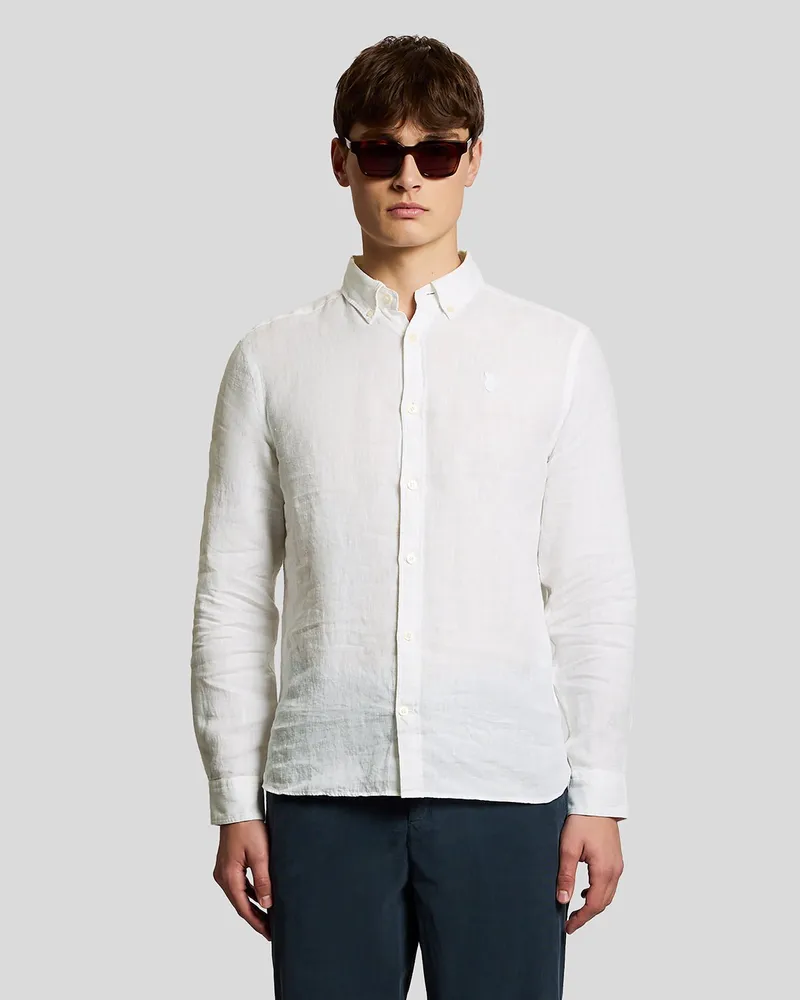 Lyle & Scott Langarm-Leinenhemd Weiß