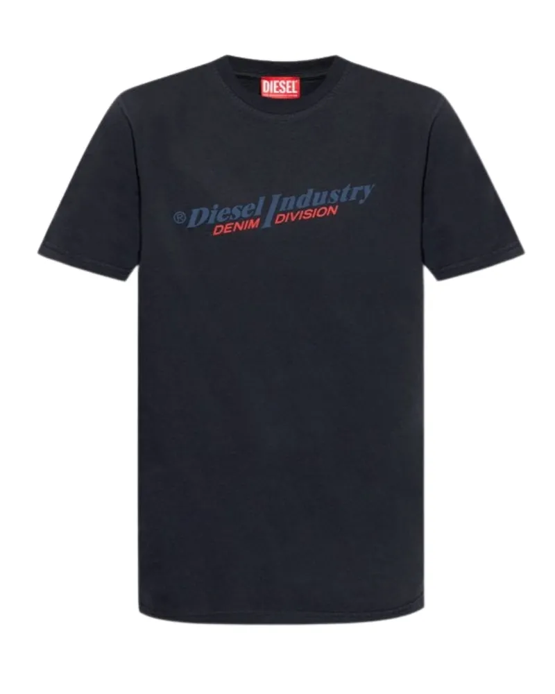 Diesel Marineblaues T-Shirt mit Logo der  Industry Denim Division Marineblau