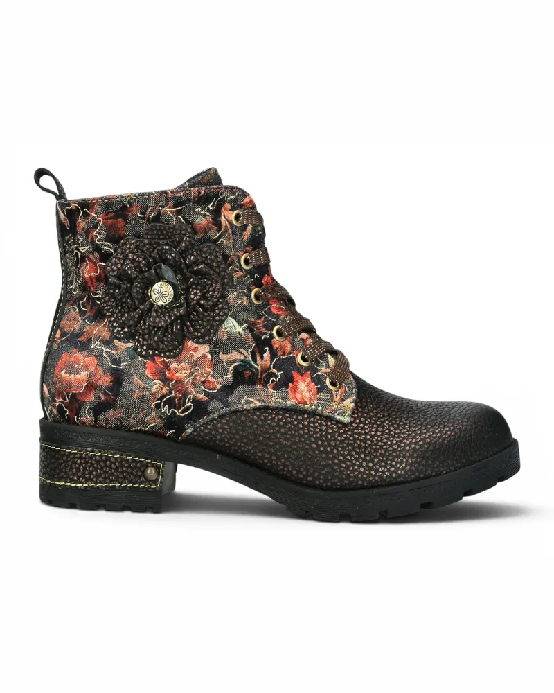 Laura Vita Gothic Victorian Floral Cocrailo-47 Leder-Schnürstiefel für Damen - Bronze Bronze
