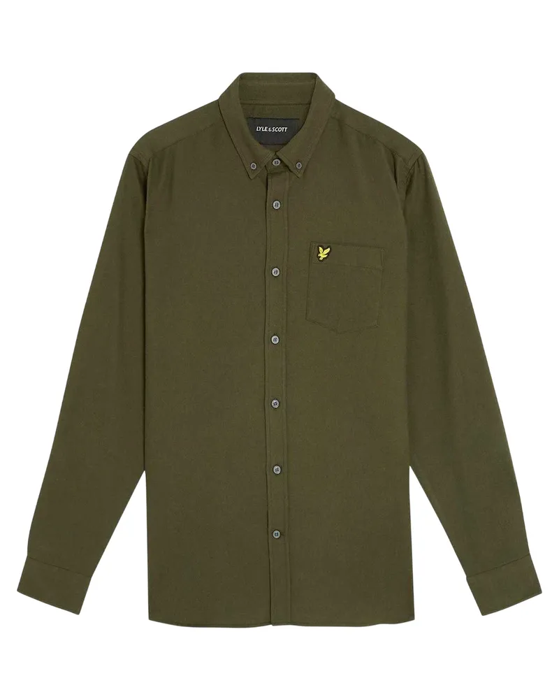 Lyle & Scott Langärmliges Flanellhemd für Herren mit Knopfleiste (Tiefe Tiefen Dunkelgrau