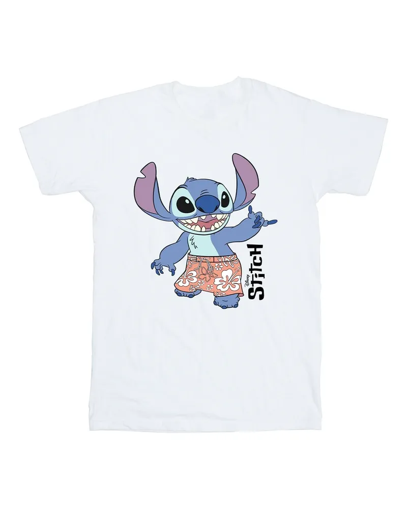 Disney Mädchen Lilo & Stitch Bermuda-Shorts T-Shirt aus Baumwolle (Weiß Weiß