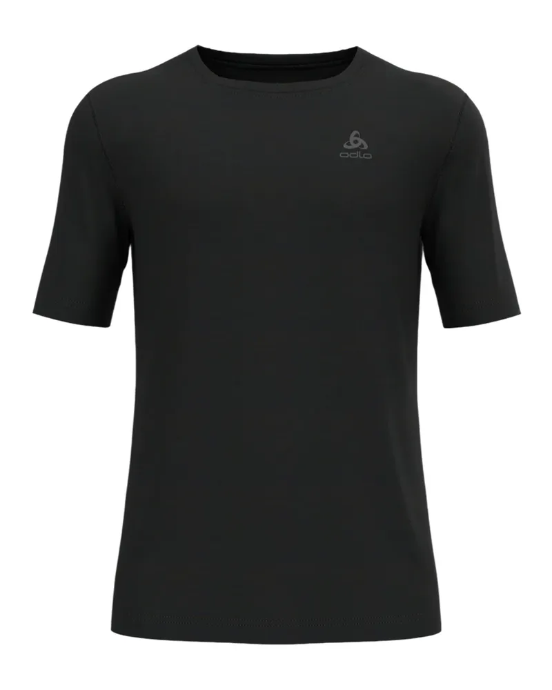 Odlo T-Shirt für Herren, Rundhalsausschnitt, Merinowolle, Regulär (Schwarz Schwarz