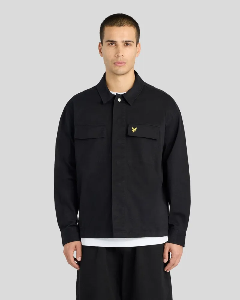 Lyle & Scott Gewaschenes Overshirt Schwarz
