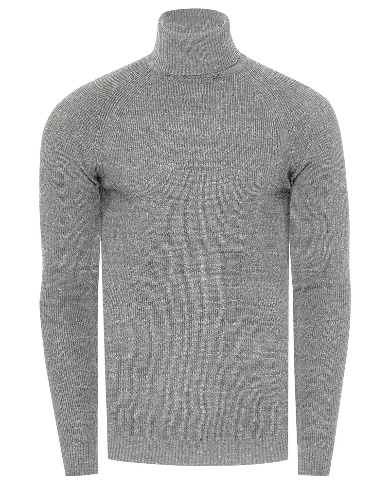 Rusty Neal Slim Fit Feinstrick Business Rollkragen-Pullover Grau