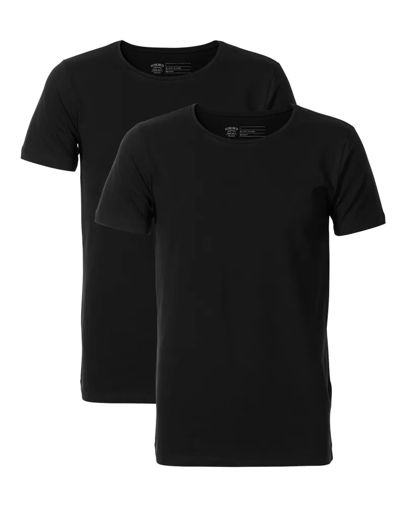 Petrol Industries 2-er Pack Basic-T-Shirt Rundhalsausschnitt Männer - Schwarz Schwarz