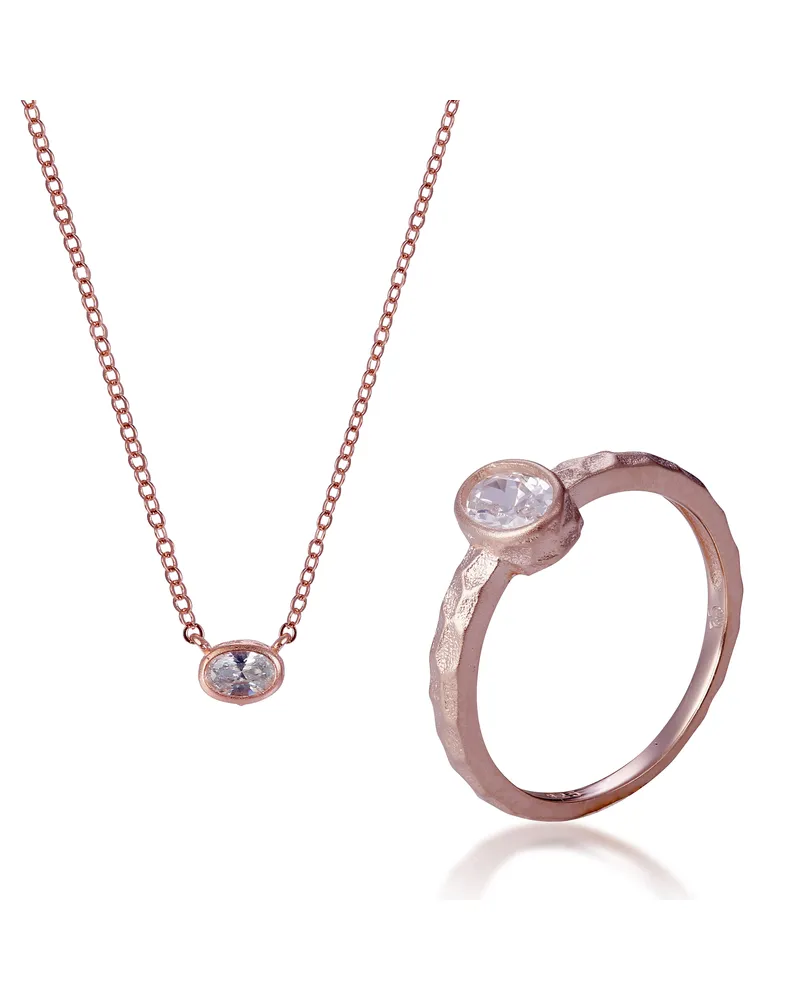 Orphelia Robin' Damen-Set aus 925er Sterlingsilber: Halskette + Ring – Rosé SET-7434 Rosé