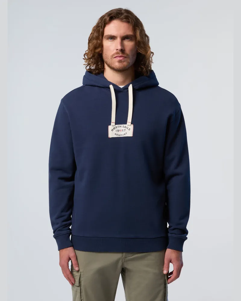 North Sails Kapuzenpullover Hoodie mit Newport-Aufnäher Blau