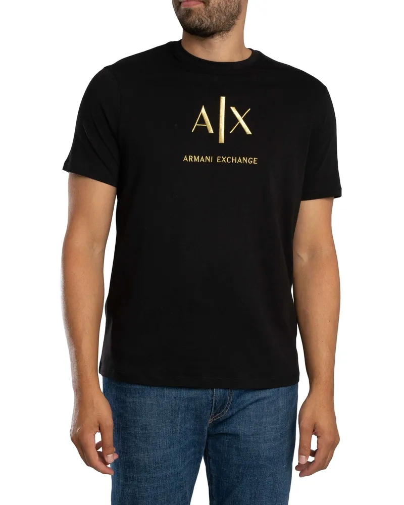 Armani Exchange Schlankes Grafik T-Shirt, Schwarz Schwarz