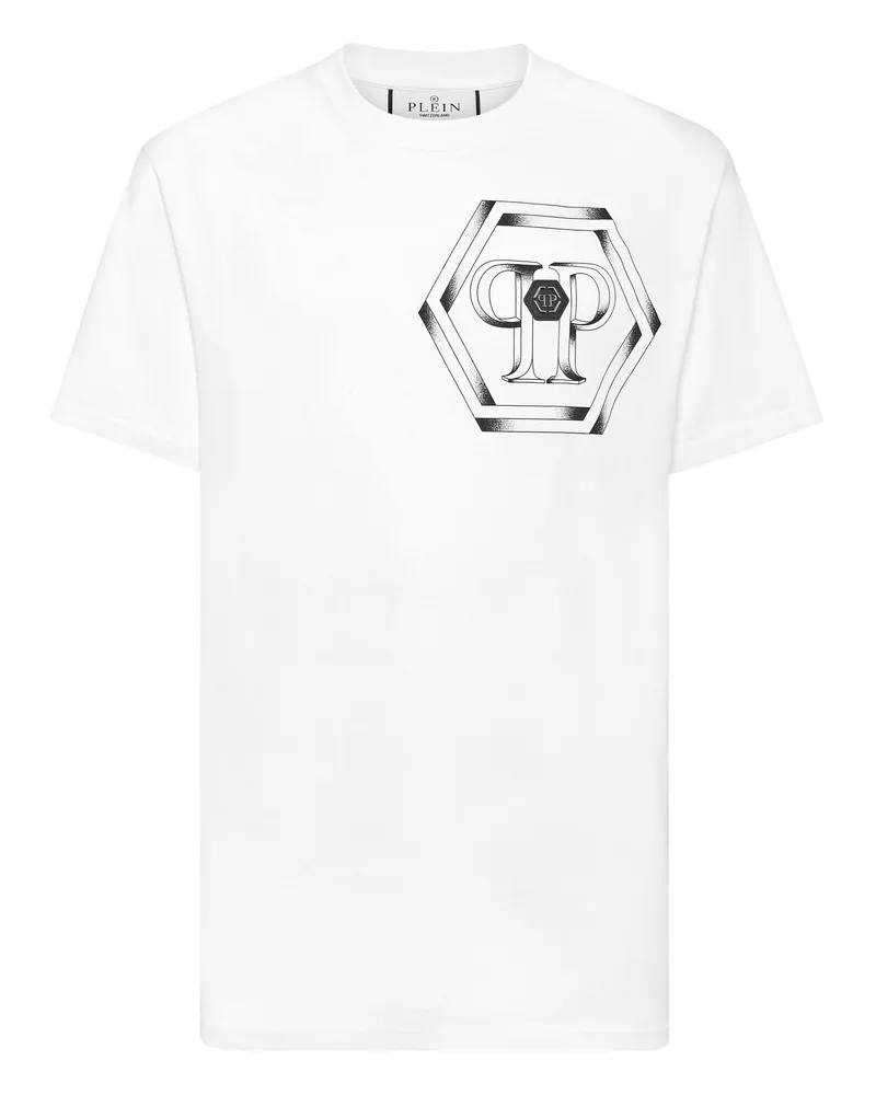 Philipp Plein T-Shirt Rundhalsausschnitt Hexagon Weiß