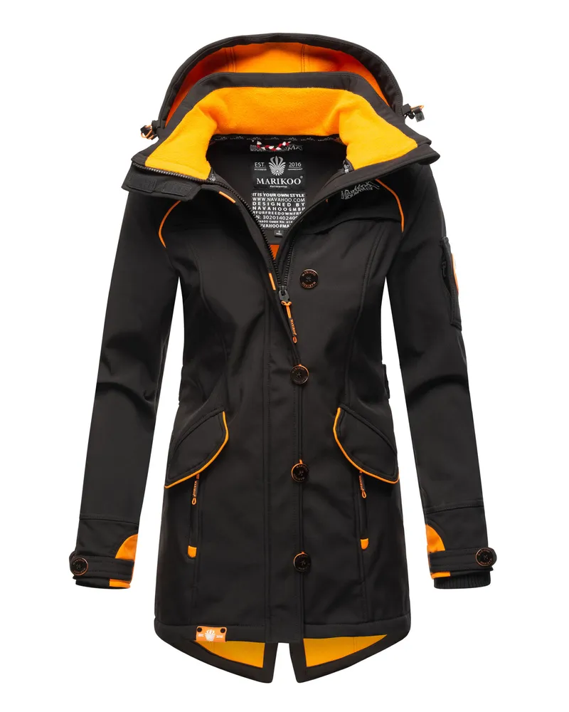 NAVAHOO Softshelljacke Soulinaa mit abnehmbarer Kapuze, wasserdicht - Schwarz Schwarz
