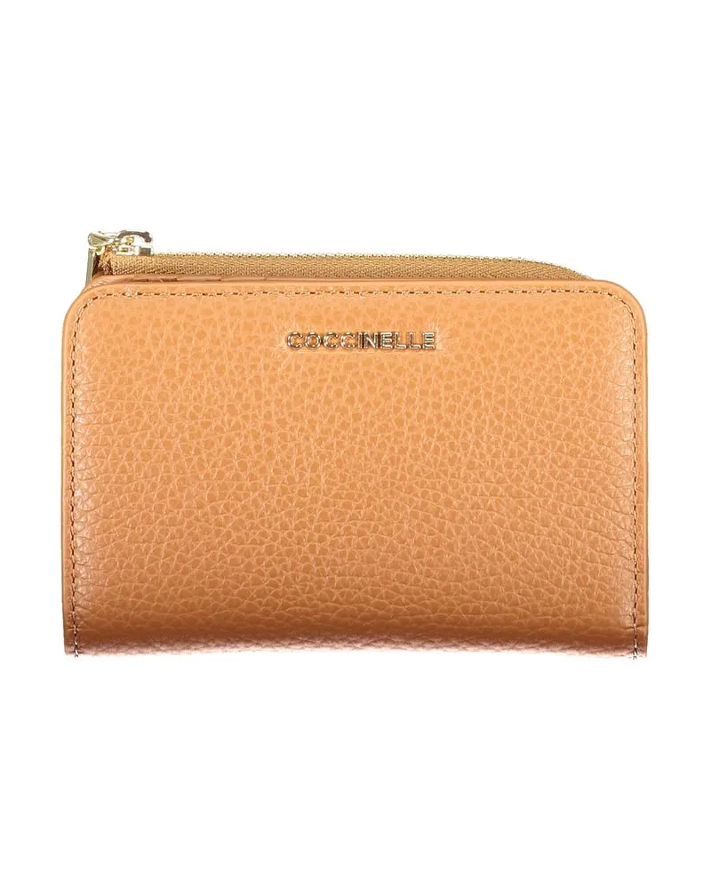 Coccinelle Leder-Reißverschlussbörse Beige