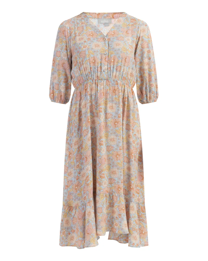 Usha Midikleid für Damen, ausgestellter Schnitt - Mehrfarbig Mehrfarbig