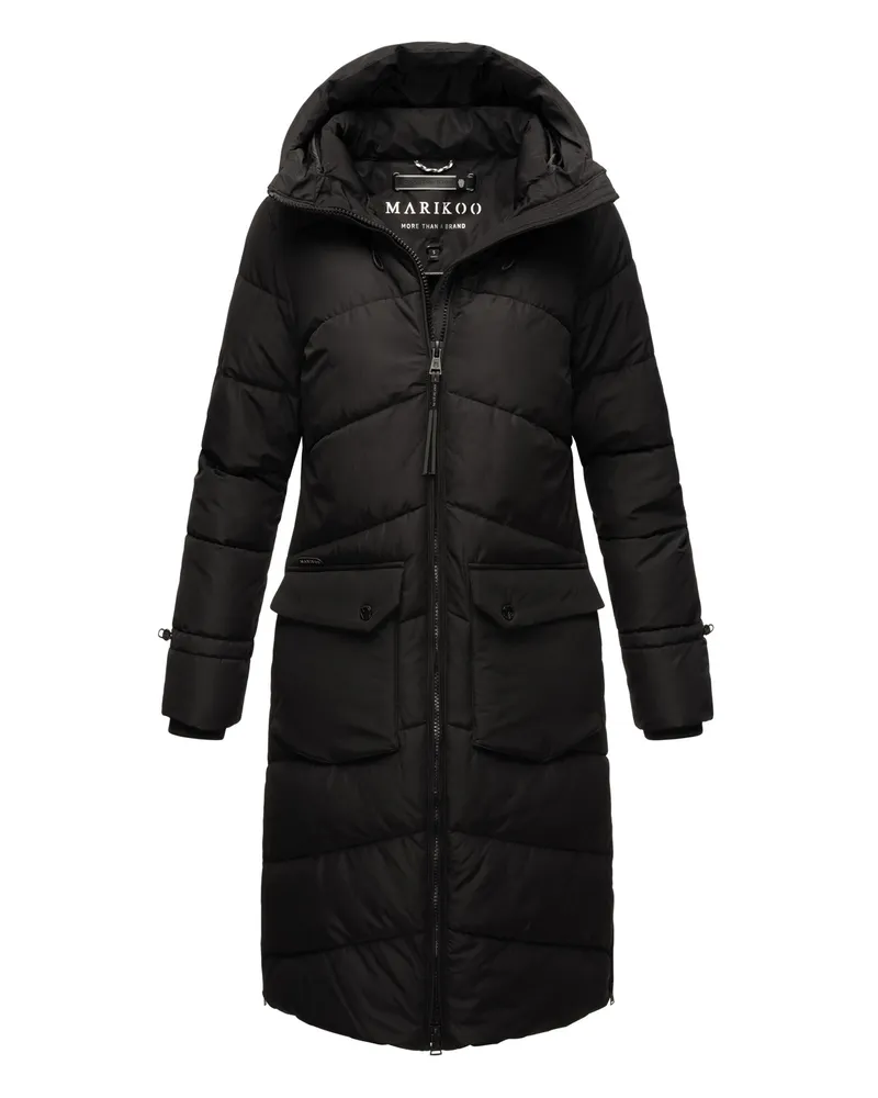 Marikoo Damen Winterjacke Tomomii – lang, warm & mit Kapuze Schwarz