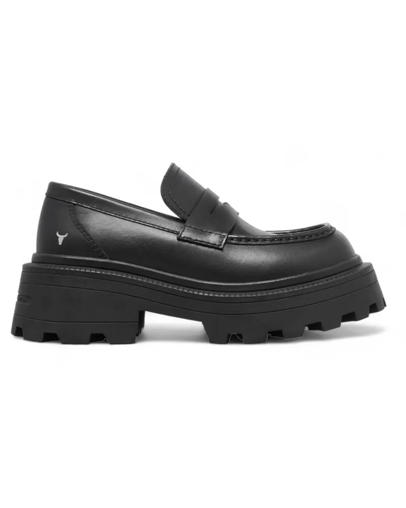 WINDSOR SMITH Klobige Loafer aus schwarzem Leder – True Schwarz
