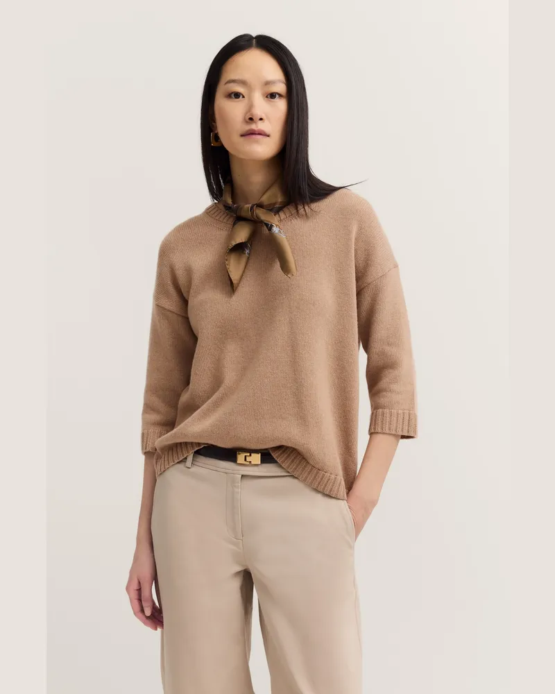 Bugatti Damen Pullover Rundhals aus einem weichen  Kaschmir-Mix Beige