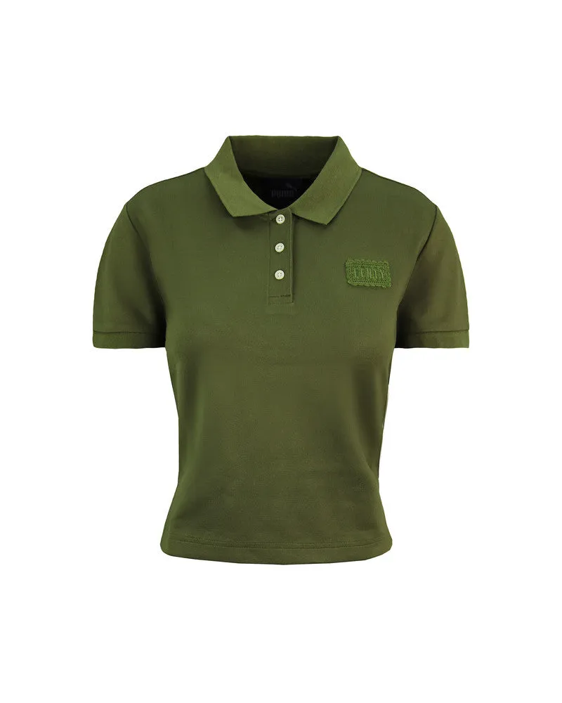 Puma x Rihanna Fenty Damen Olivgrünes Cropped Polo-Shirt Oliv