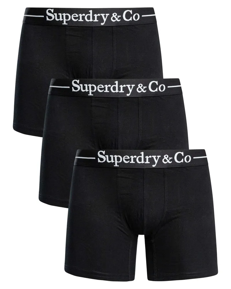 Superdry. 3Er Boxershorts, Schwarz Schwarz