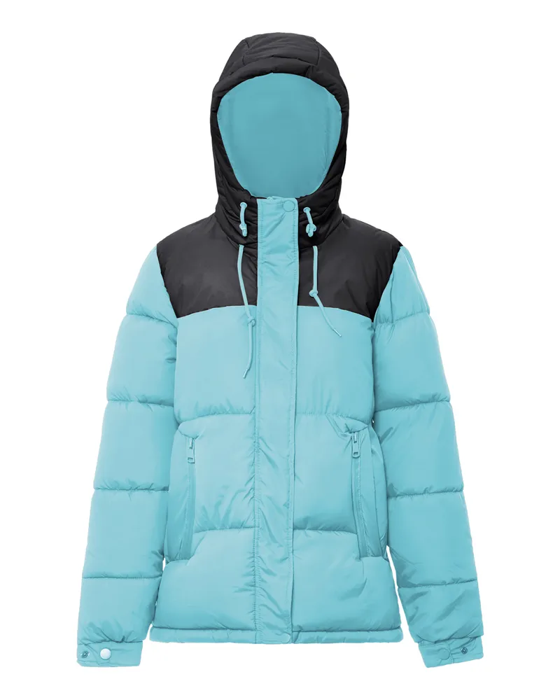 My Mo Wattierte Steppjacke Damen Türkis Schwarz Türkis