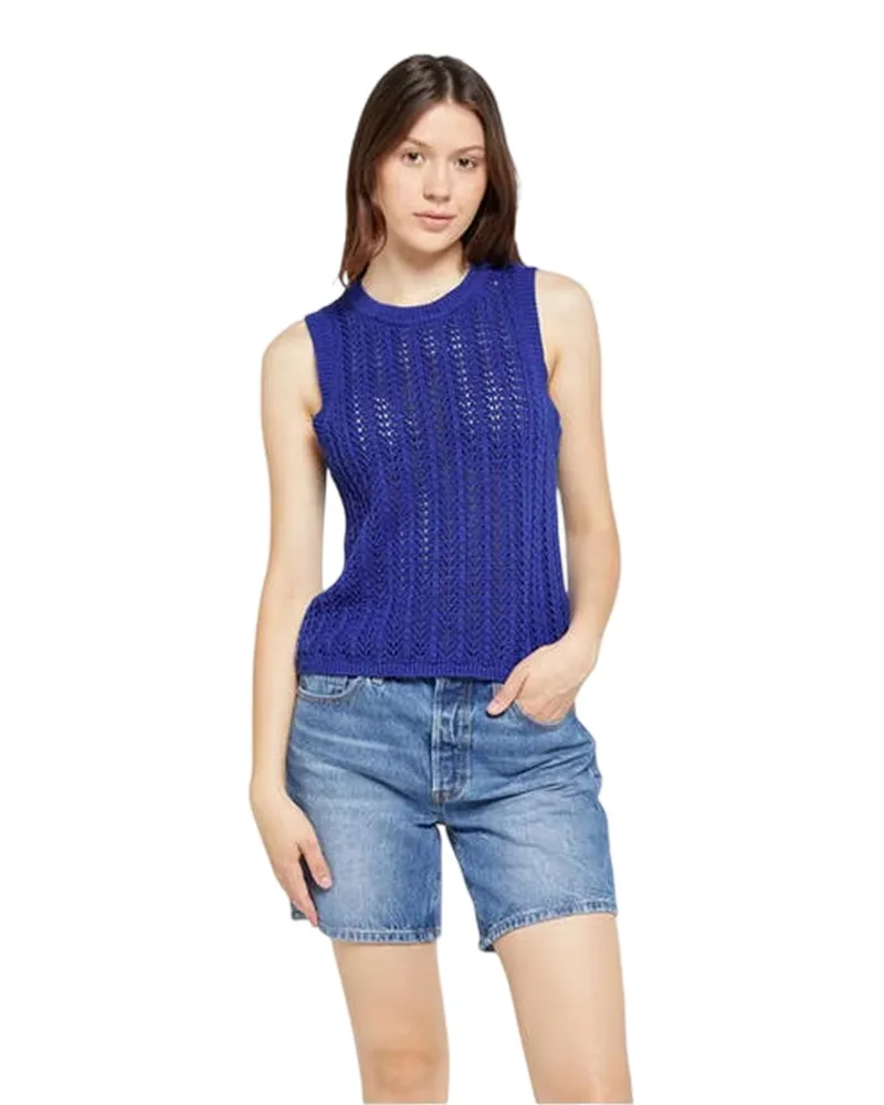 Levi's Sunrise" Ärmelloses Oberteil für Damen, gehäkelt (Mazarinblau Blau