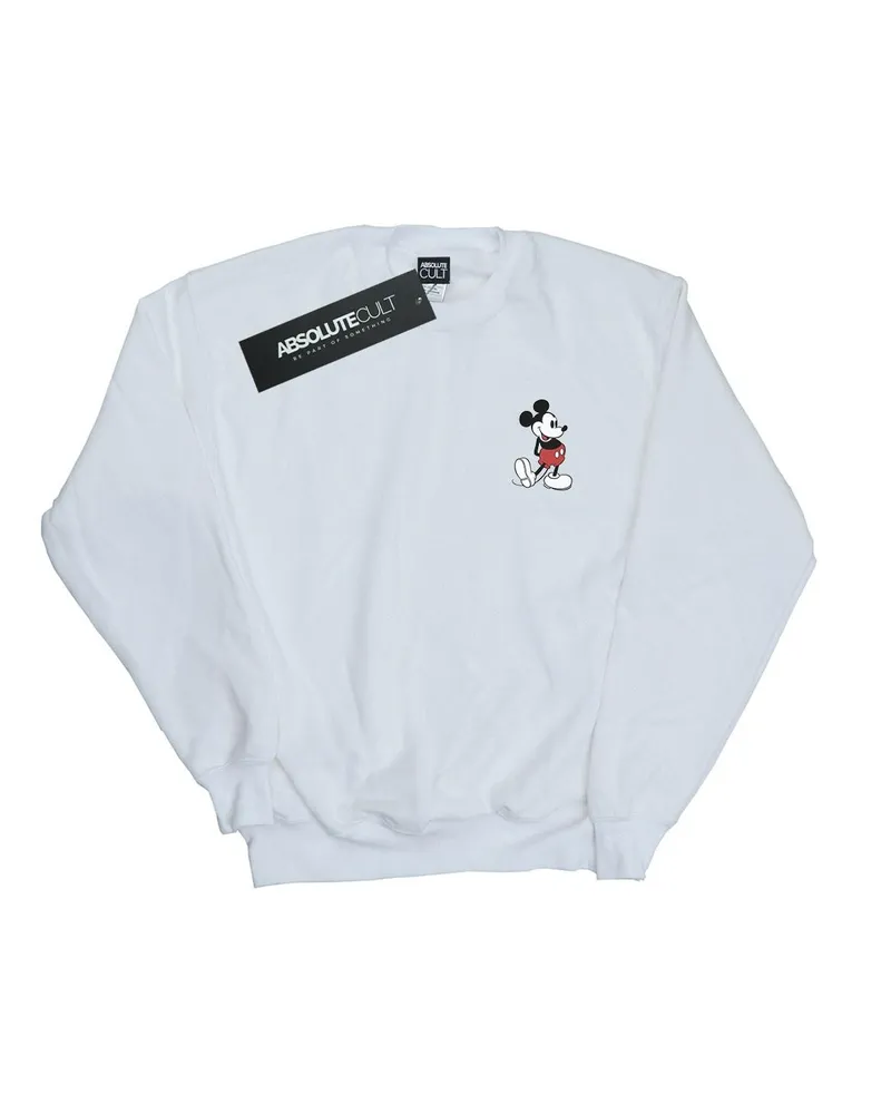 Disney Herren Mickey Mouse Kickin Retro Chest Sweatshirt (Weiß Weiß