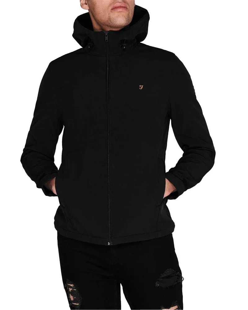 Farah 1920 Hoodie mit durchgehendem Reißverschluss für Herren, Polyester (Schwarz Schwarz