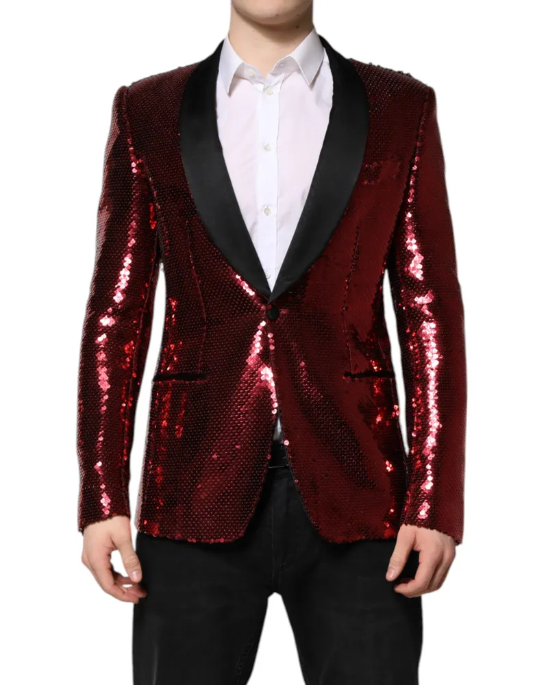 Dolce & Gabbana Pailletten-Blazer mit Reverskragen Dunkelrot