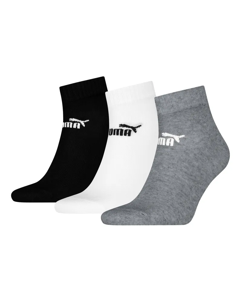 Puma Quarter" Knöchelsocken für Herren/Damen Unisex(3er-Pack) (Schwarz/Weiß/Grau Schwarz