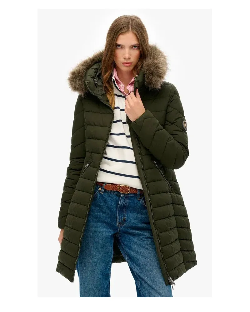Superdry. Damen-Fuji-Mantel Dunkelgrün