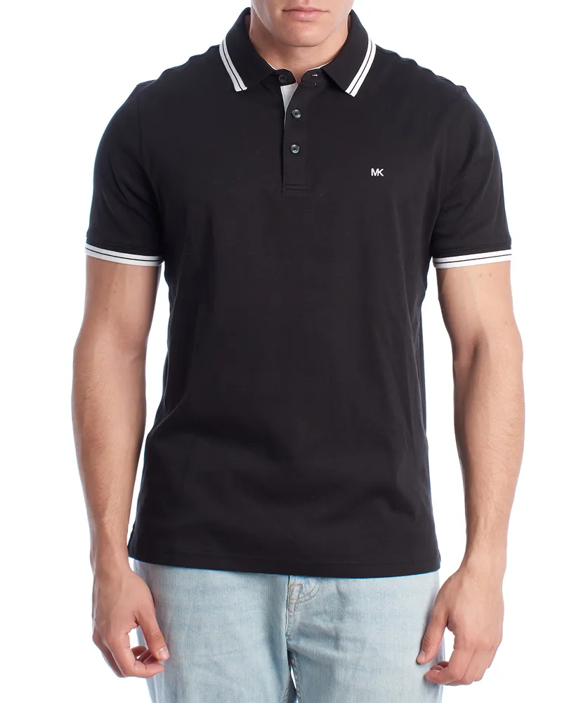 Michael Kors Kurzärmeliges Herren-Poloshirt aus Baumwolle OF15FY220B Schwarz