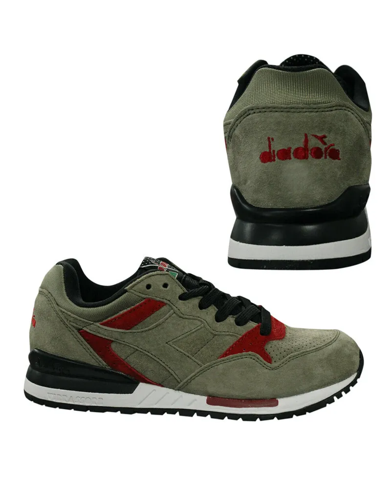 Diadora Intrepid Premium Herren dunkelgrüne Trainer Braun