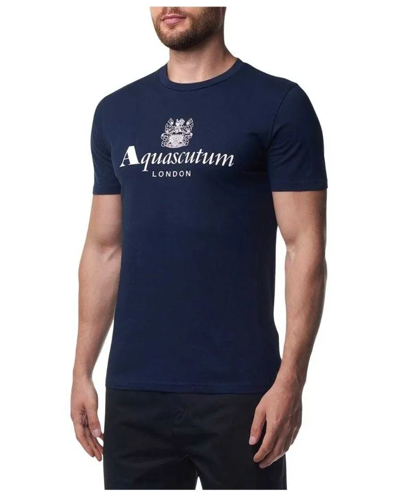 Aquascutum Bordeaux" T-Shirt für Herren (Dunkles Marineblau Marineblau