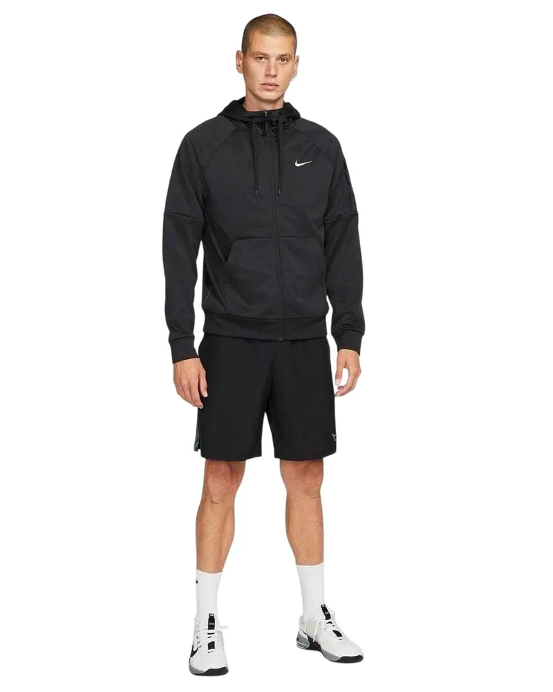 Nike Hoodie mit durchgehendem Reißverschluss für Herren, Dri-FIT, Training (Schwarz Schwarz