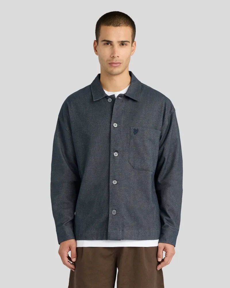 Lyle & Scott Gebürstetes Baumwoll-Überhemd Marineblau