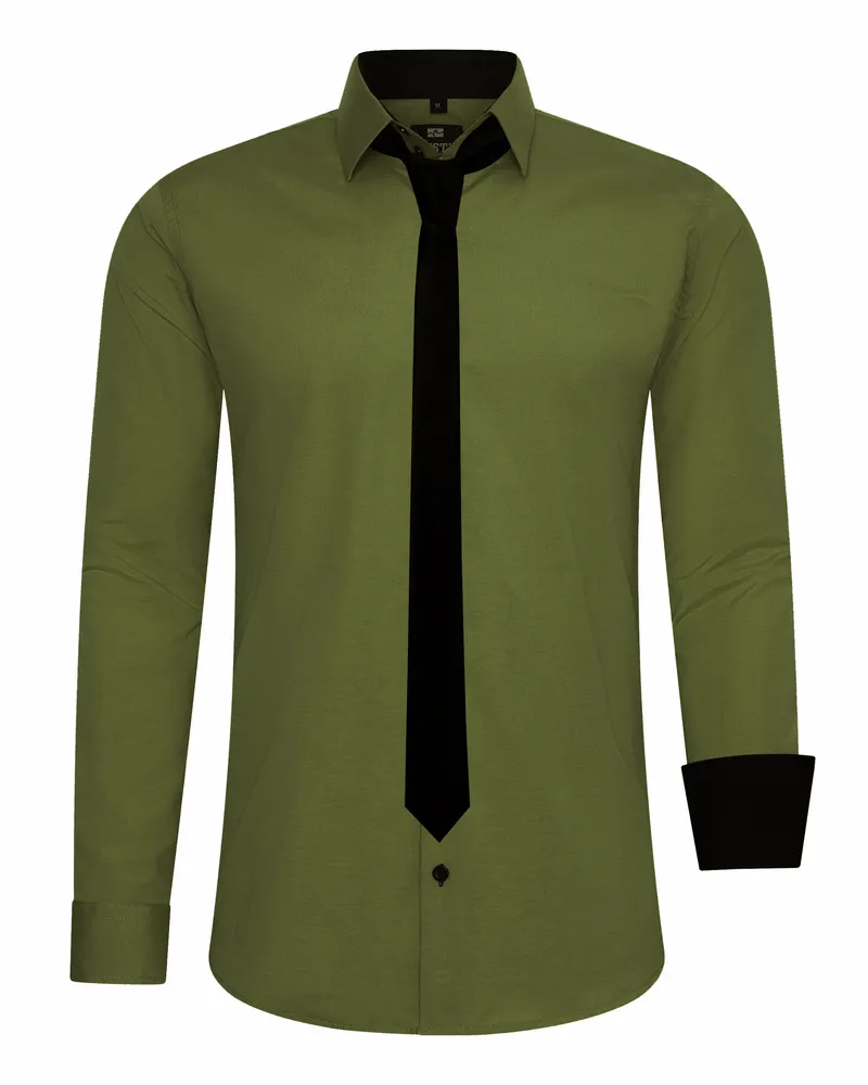 Rusty Neal Hemd mit Krawatten-Set - Khaki Khaki