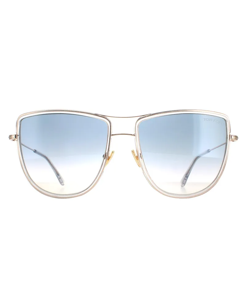 Tom Ford Aviator Damen glänzend Rose Gold Rauch Gradient Tina FT0759 Gold