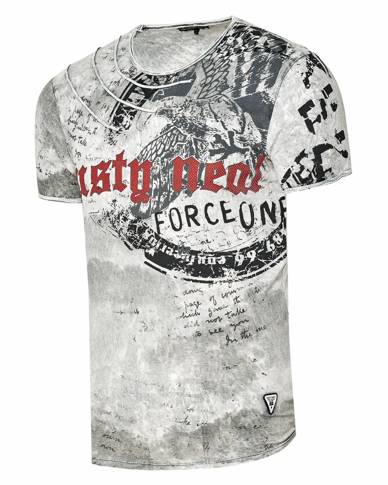 Rusty Neal Verwaschenes T-Shirt mit Eagle-Print Grau
