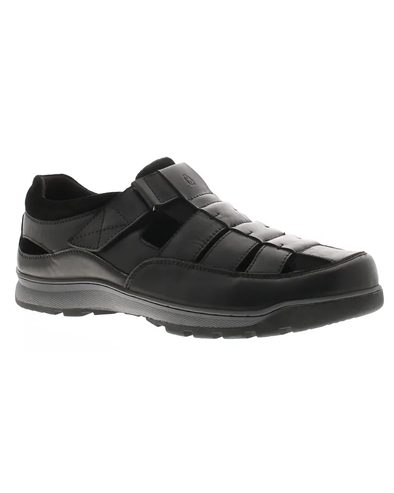 Hush Puppies Touch Close Herren Sandalen Rucker Leder Fischer Schwarz Schwarz